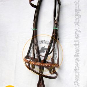 Eye catchy Silver bead show snaffle Leather Bridle – WWIBR09