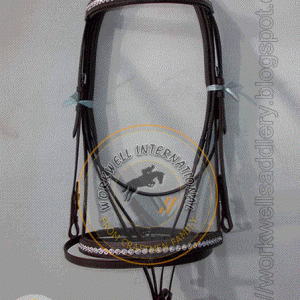 Gold Plated Swarovski Elements Leather Bridle-  – WWIBR-13